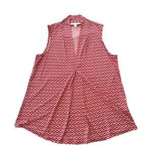 Juniper & Lime Women’s Sleeveless Shirt Red Top Inverted Pleat Blouse Size Large